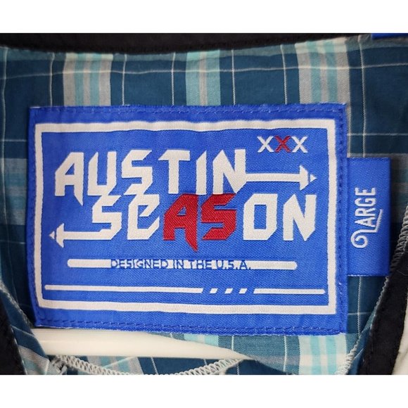 Austin Season Shirt Mens Large Plaid Distressed Embroidered Western Cowboy Top - Picture 3 of 12